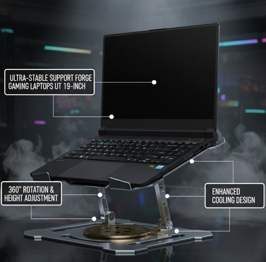 Kuttikat TitanCore G4 Heavy-Duty Gaming Laptop Stand – Adjustable Ergonomic Riser for Large Laptops (13–19 Inch)