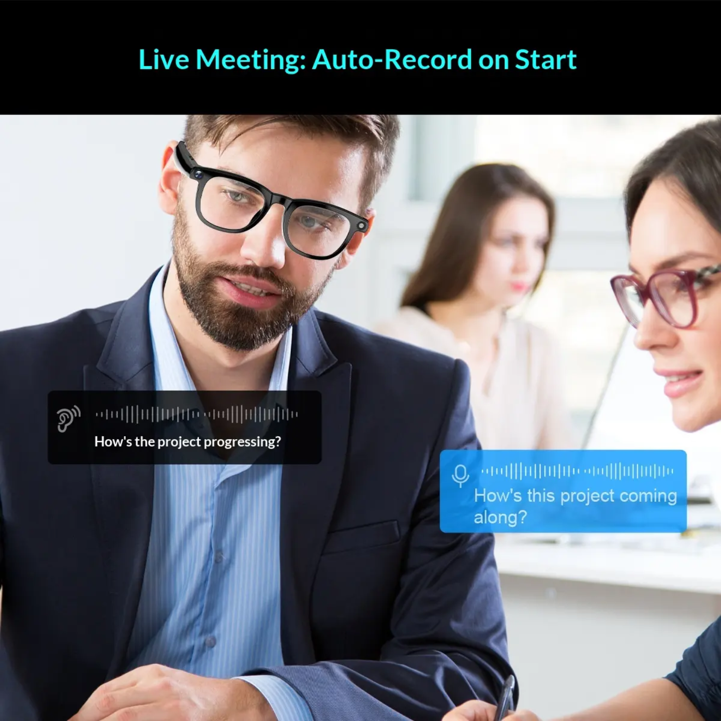AI Smart Glasses – Video Recording, AI Translation, Music, Calls & Object Recognition