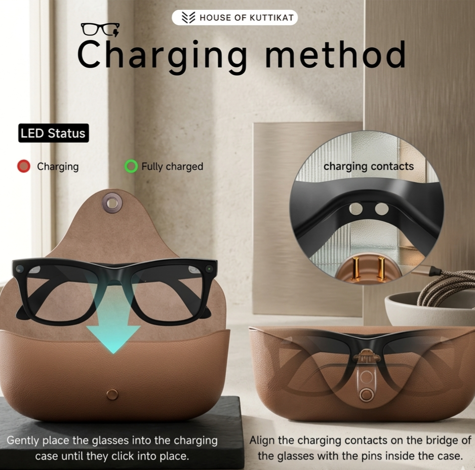 Kuttikat Ultra - AI Smart Glasses – 8MP HD Camera, AI Translation, ChatGPT, Video, Music, Calls