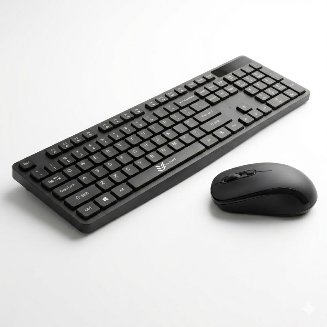 Kuttikat Full-Size Wireless Keyboard and Mouse Combo – 2.4GHz Silent USB Keyboard & Mouse Set for Office, Home & Work