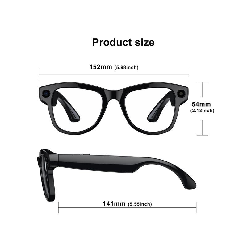 AI Smart Glasses M02 8MP HD Camera, AI Translation, GPT, Video, Music, Calls