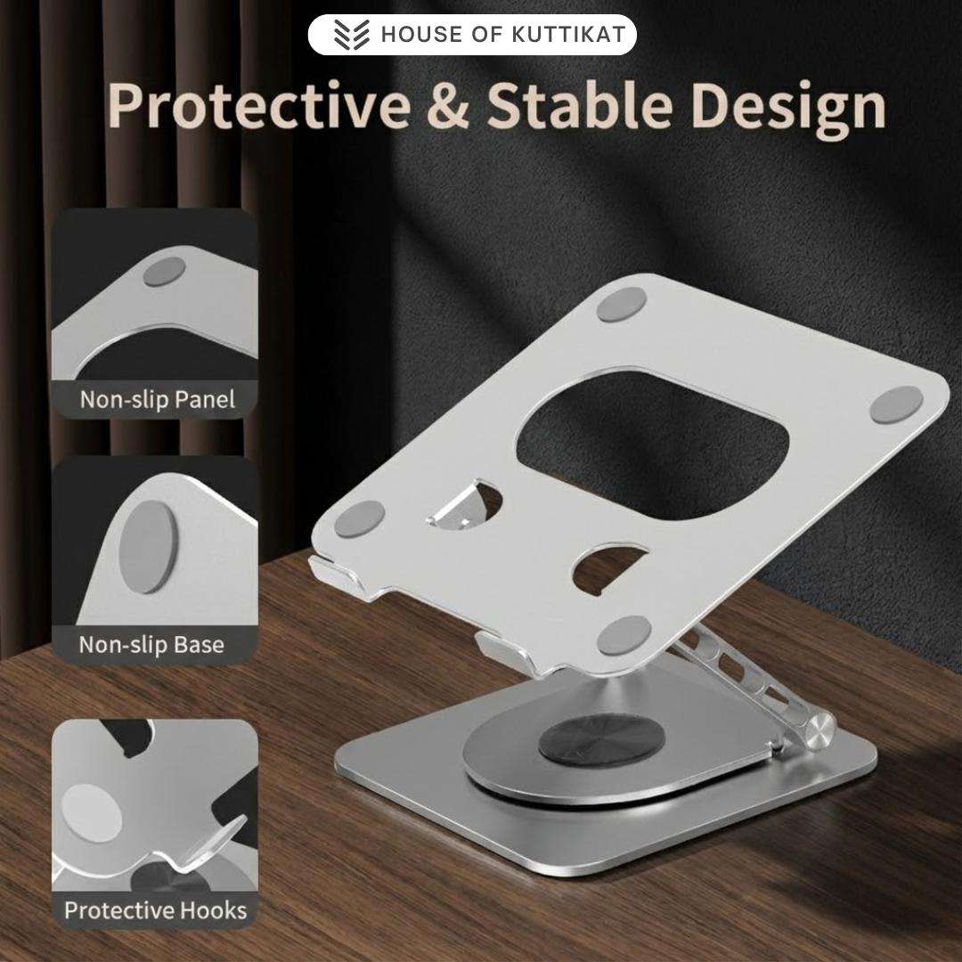 Kuttikat AirLite A6 Lightweight Aluminum Laptop Stand – Foldable Ergonomic Riser for Office & Travel (10–17.3 Inch)