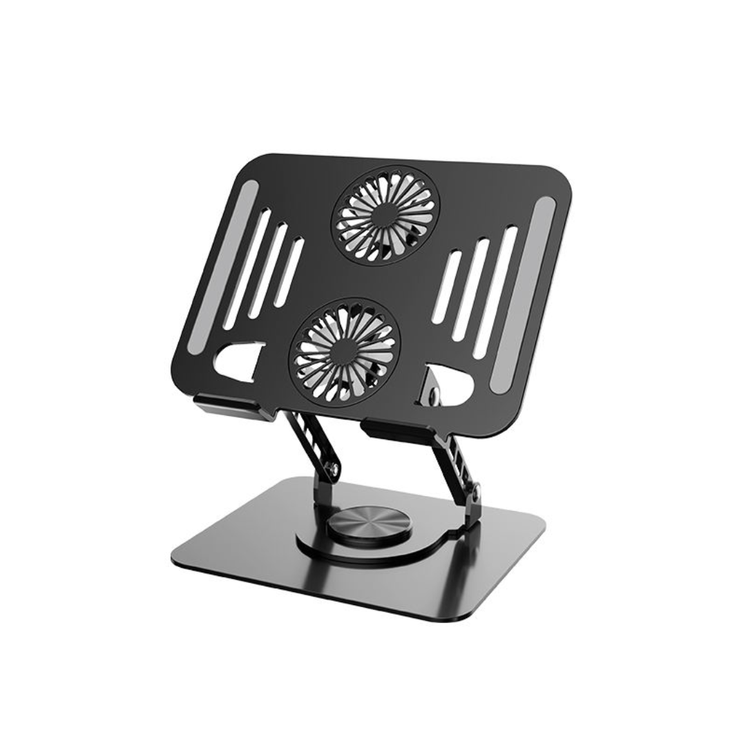Kuttikat AeroFlow D5 Laptop Stand with Dual Cooling Fans – Adjustable Ergonomic Riser for Office & Gaming (10–17.3 Inch) - Silver Color