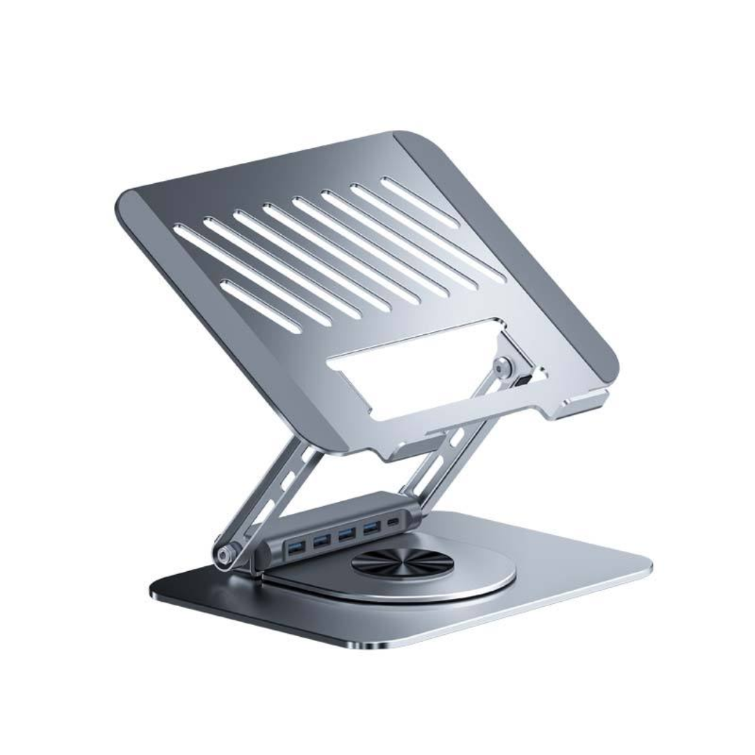 Kuttikat DockFlat H2 Laptop Stand with Horizontal USB Hub & Docking Station – Adjustable Ergonomic Riser for Office & Home (10–17.3 Inch)