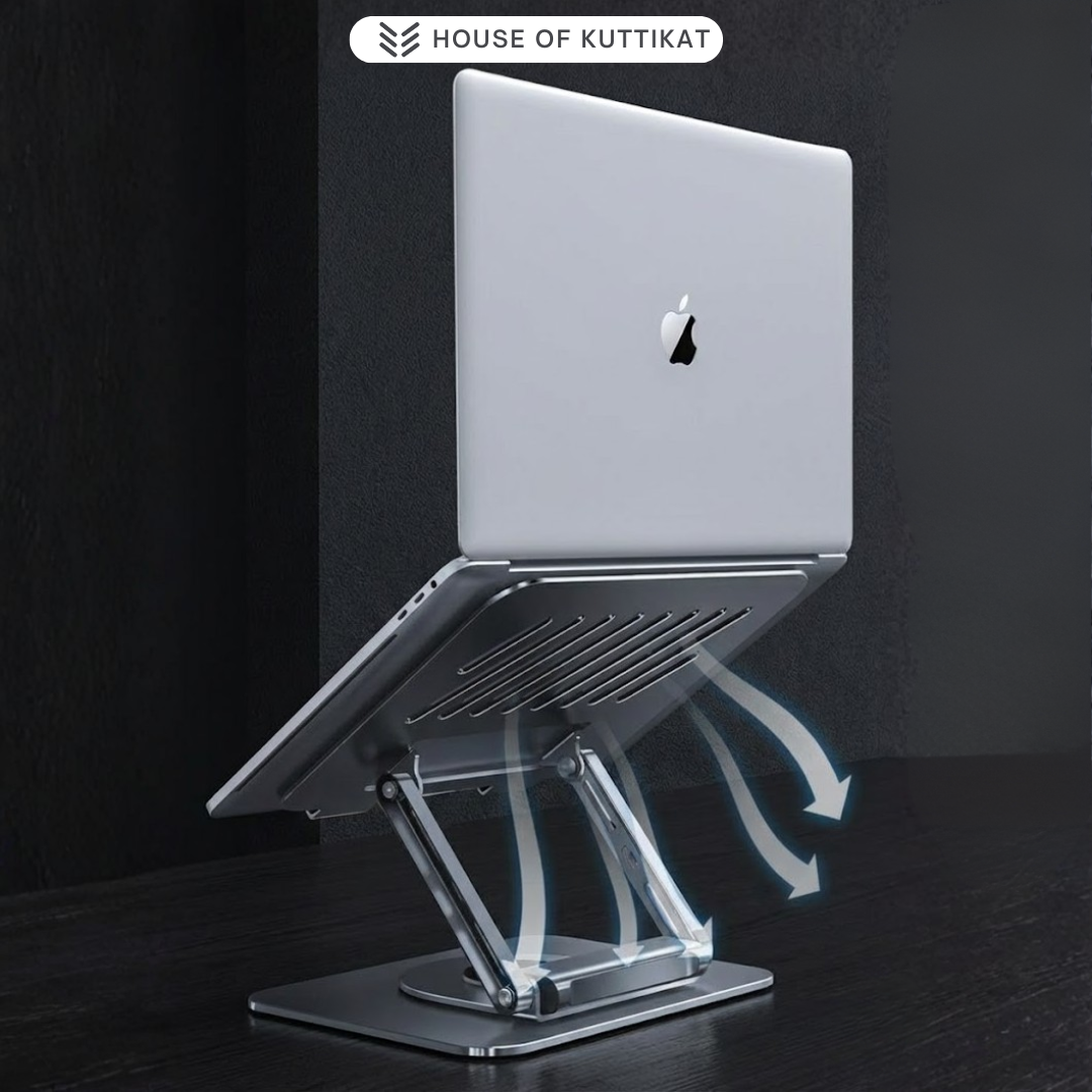 Kuttikat DockFlat H2 Laptop Stand with Horizontal USB Hub & Docking Station – Adjustable Ergonomic Riser for Office & Home (10–17.3 Inch)