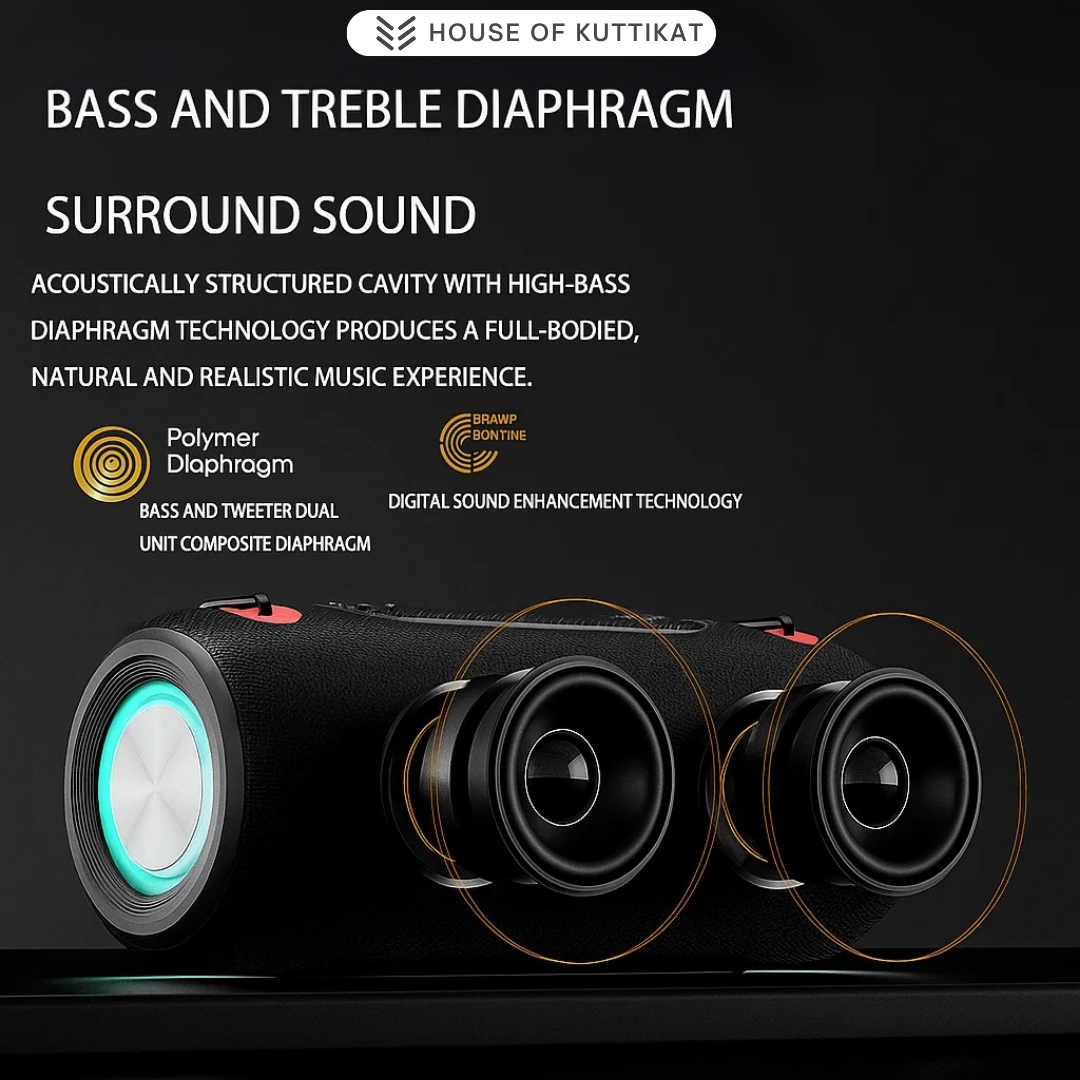 Kuttikat 30W Portable Speaker | Outdoor | Wireless | RGB Light |: IPX6-rated Waterproof