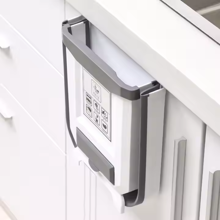 Silicone Foldable Wall-Mounted Waste Bin for Kitchen