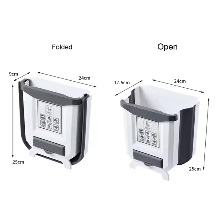 Silicone Foldable Wall-Mounted Waste Bin for Kitchen