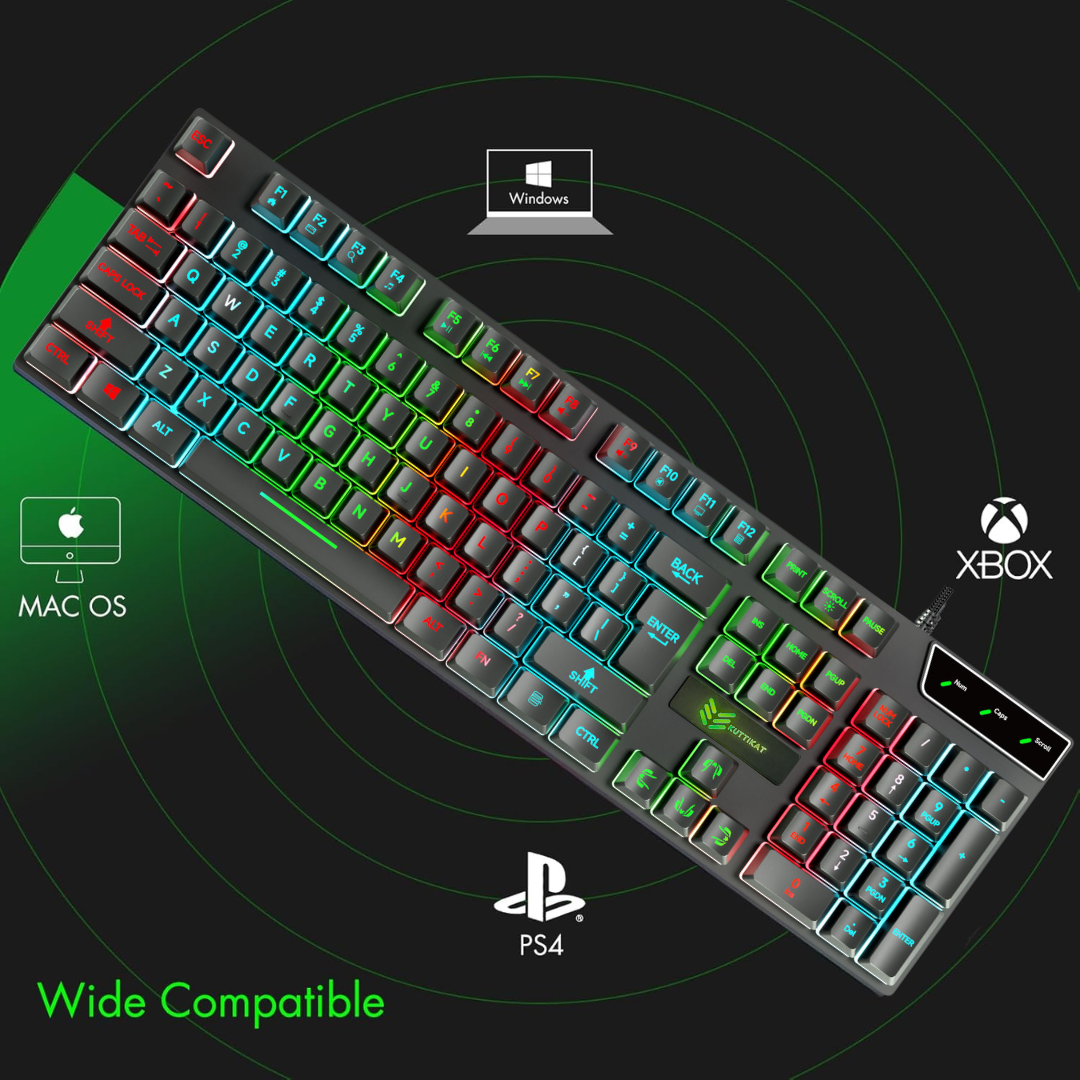 RGB Gaming Keyboard and Mouse Combo, Wired Backlit Keyboard with Multimedia Keys and Gaming Mouse for PC and Laptop