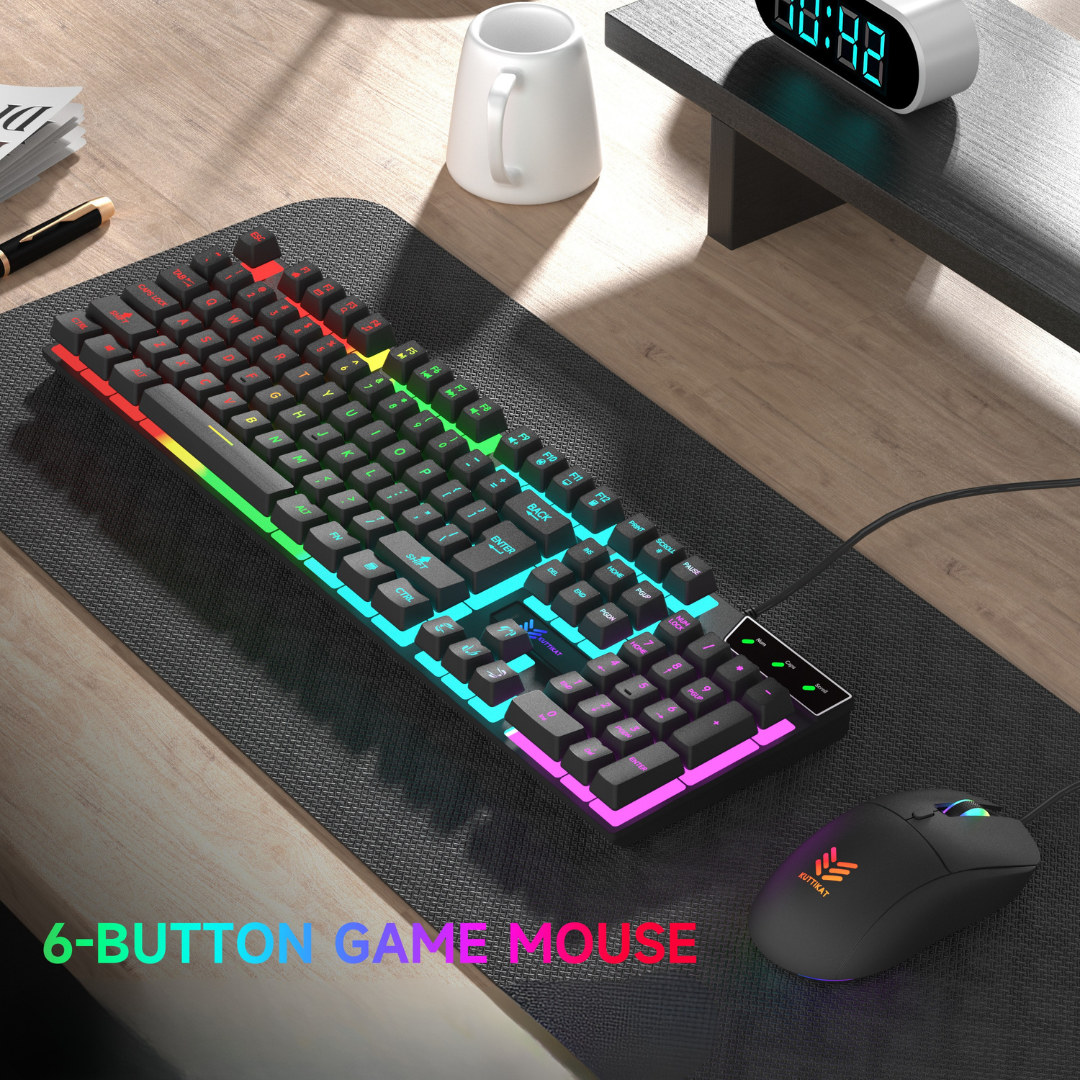 RGB Gaming Keyboard and Mouse Combo, Wired Backlit Keyboard with Multimedia Keys and Gaming Mouse for PC and Laptop