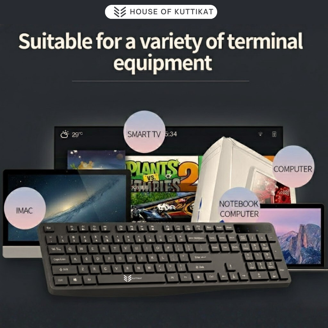 Kuttikat Full-Size Wireless Keyboard and Mouse Combo – 2.4GHz Silent USB Keyboard & Mouse Set for Office, Home & Work