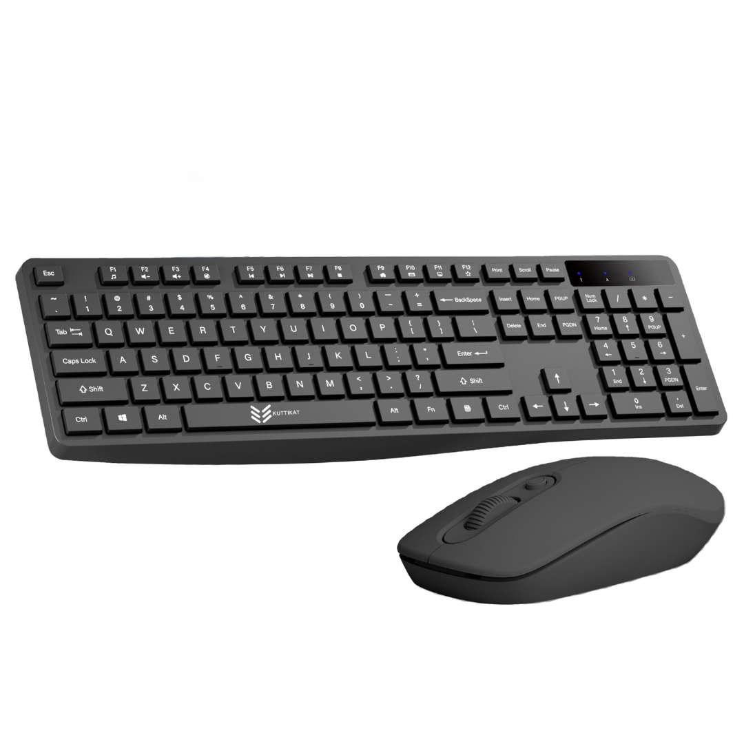 Kuttikat Full-Size Wireless Keyboard and Mouse Combo – 2.4GHz Silent USB Keyboard & Mouse Set for Office, Home & Work