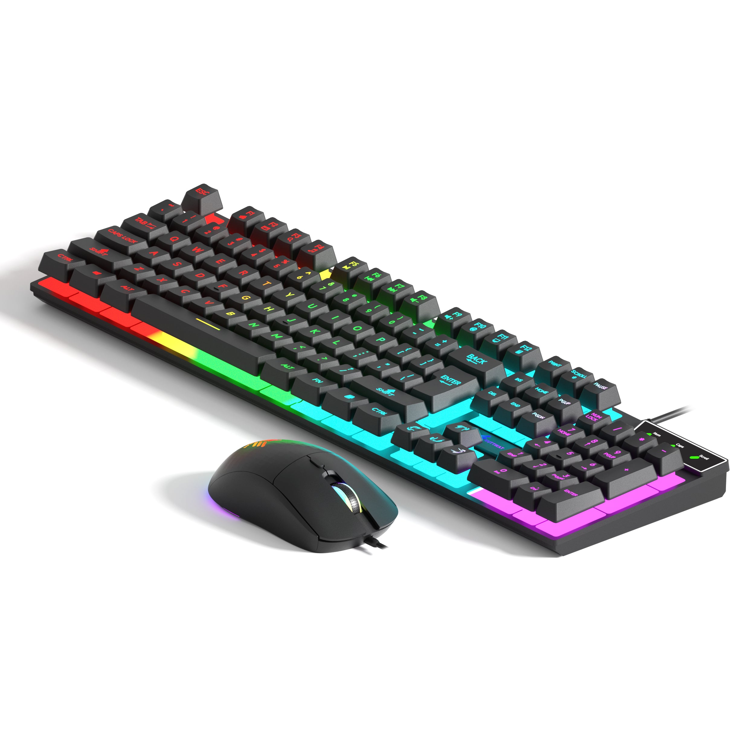 RGB Gaming Keyboard and Mouse Combo, Wired Backlit Keyboard with Multimedia Keys and Gaming Mouse for PC and Laptop