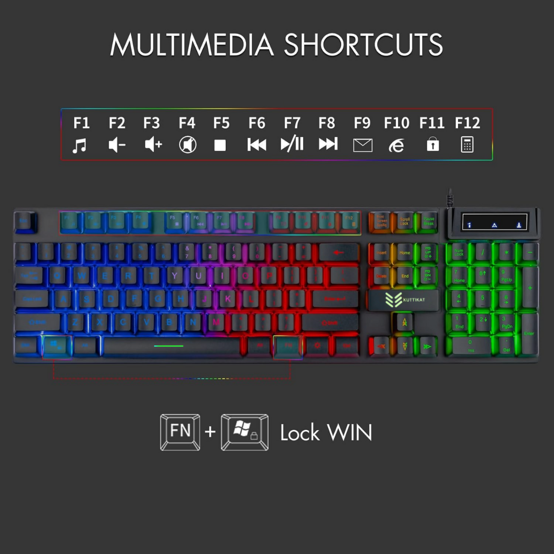 RGB Gaming Keyboard and Mouse Combo, Wired Backlit Keyboard with Multimedia Keys and Gaming Mouse for PC and Laptop