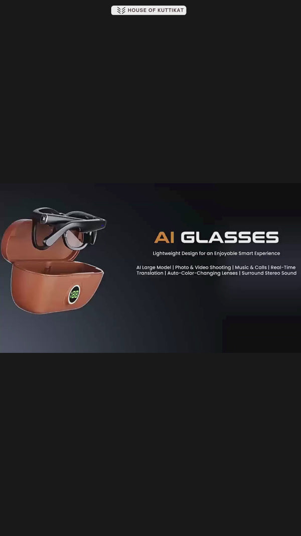 Kuttikat Ultra Max - AI Smart Glasses  8MP HD Camera, AI Translation, GPT, Video,  6 Axis Gyro , Music
