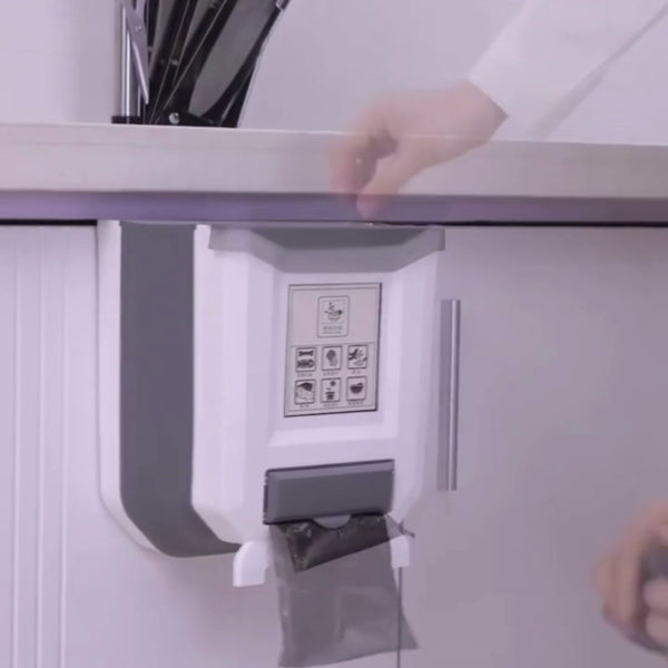 Silicone Foldable Wall-Mounted Waste Bin for Kitchen